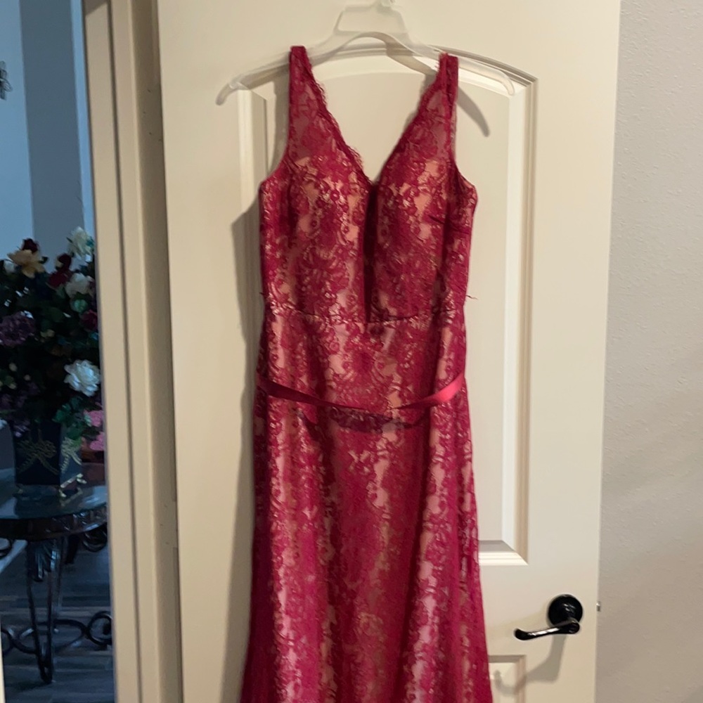 Long red gown